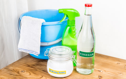 Natural cleaning products like baking soda and white vinegar